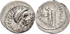 Ancient Coins Münzen Römische Republik C. Julius Caesar und P. Sepullius Macer, Denar (3,53g), 44 v. Chr., Rom. Av: Kopf nach rechts, darum Umschrift. Rev: Venus mit Victoria und Zeoter nach links. Cr