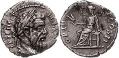 Ancient Coins Münzen Römische Kaiserzeit Pertinax, 192-193, Denar (2,25g), Rom. Av: Kopf nach rechts, darum Umschrift. Rev: Sitzende Ops mit Kornähren nach links, darum Umschrift. RIC 8, ss. ss Coins 