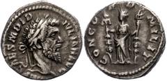 Ancient Coins Münzen Römische Kaiserzeit Didius Julianus, 193-217, Denar (2,82g), Rom. Av: Kopf nach rechts, darum Umschrift. Rev: Concordia mit Aquila und Vexillum, darum "CONCORD MILIT". RIC 1, ss. 