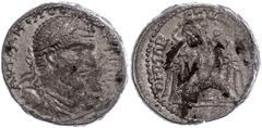 Ancient Coins Münzen der Römischen Provinzen Byblus, Tetradrachme (16,65g), Macrinus, 217-218. Av: Büste nach rechts, darum Umschrift. Rev: Adler nach links blickend, darum Umschrift. Prieur 1325, etw
