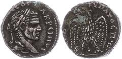 Ancient Coins Münzen der Römischen Provinzen Laodicea ad Mare, Tetradrachme (1,47g), Macrinus, 217-218. Av: Büste nach rechts, darum Umschrift. Rev: Stehender Adler von vorn nach links gewandt. 1 Prie