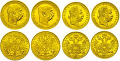 Collections and estates Sammlungen Goldmünzen ÖSTERREICH, Lot bestehend aus 2 x 1 Dukat 1915 und 2 x 20 Kronen 1915. Erhaltung vz-St bzw. St. Gold coin collections Austria, lot composed of 2 x 1 ducat