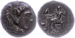 Ancient Coins Makedonien Makedonien, Aradus, Tetradrachme (16,78g), Philip III., 323-316 v. Chr. Av: Herakleskopf mit Löwenfell nach rechts. Rev. Thronender Zeus nach links. Price P158. etwas korrodie