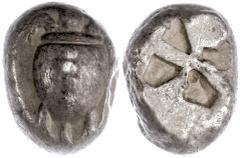 Ancient Coins Aigina Stater (12,07g), 510-485 v. Chr. Av: Schildkröte. Rev. Vierfach geteiltes Quadratum incusum. Vgl. Dewing 1657, ss. ss Aegina Stater (12, 07g), 510-485 BC Av: tortoise. Rev. Fourfo