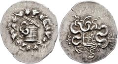 Ancient Coins Mysia Pergamon, Cistophor (12,69g), 104-98 v. Chr. Av: Cista mystica im Efeukranz. Rev: Bogentasche zwischen zwei Schlangen, ss. ss Mysia Pergamum, Cistophor (12, 69g), 104-98 BC Av: Cis