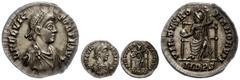 Ancient Coins Münzen Römische Kaiserzeit Flavius Victor, Siliqua (1,63g), Mediolanum (Mailand). Av: Büste nach rechts, darum Umschrift. Rev: Roma mit Globus und Lanze frontal sitzend, den Kopf nach li