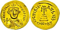 Ancient Coins Münzen Byzanz Constans II., 641-668, Solidus (4,41g), Konstantinopel. Av: Brustbild mit Kreuzglobus von vorn, darum Umschrift. Rev: Krückenkreuz auf drei Stufen, darum Umschrift. Sear 93