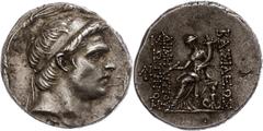 Ancient Coins Seleukidien Tetradrachme (16,64g), 162/154 v. Chr., Demetrios I. Soter, Antiochia. Av: Kopf nach rechts. Rev: Thronende Tyche mit Füllhorn nach links, links und rechts Schrift. SC 1640.1