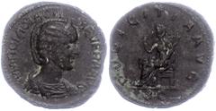 Ancient Coins Münzen Römische Kaiserzeit Otacilia Severa, 249, Sesterz (18,06g). Av: Büste nach rechts, darum Umschrift. Rev: Pudicitia nach links, darum "PVDICITIA AVG SC". RIC 209, dunkelgrüne Patin