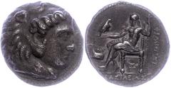 Ancient Coins Makedonien Makedonien, Aradus, Tetradrachme (16,78g), Philip III., 323-316 v. Chr. Av: Herakleskopf mit Löwenfell nach rechts. Rev. Thronender Zeus nach links. Price P158. etwas korrodie