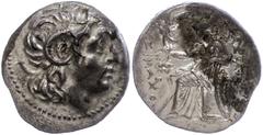 Ancient Coins Thrakien Ephesos, Drachme (4,23g), 323-281 v. Chr., Lysimachos. Av: Kopf nach rechts. Rev: Thronende Athena mit Schild, Speer und Nike auf der Rechten nach links, im Feld rechts Biene. L