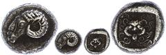 Ancient Coins Troas Kebren, Triobol (1,87g), ca. 5. Jhd. v. Chr. Av: Widderkopf nach links. Rev: Gorgoneion. SNG v. Aulock 7619, ss. ss Troas Kebren, triobol (1, 87g), approximate 5. Jhd. BC Av: ram's