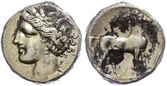 Ancient Coins Zeugitana Karthago, Elektron Stater (7,53g), 310-270 v. Chr. Av: Kopf der Tanit nach links. Rev: Stehendes Pferd nach rechts. Jenkins/Lewis Gruppe VII, etwas Belag, ss. ss Zeugitana Cart