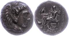 Ancient Coins Makedonien Makedonien, Aradus, Tetradrachme (16,78g), Philip III., 323-316 v. Chr. Av: Herakleskopf mit Löwenfell nach rechts. Rev. Thronender Zeus nach links. Price P158. etwas korrodie