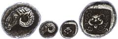 Ancient Coins Troas Kebren, Triobol (1,87g), ca. 5. Jhd. v. Chr. Av: Widderkopf nach links. Rev: Gorgoneion. SNG v. Aulock 7619, ss. ss Troas Kebren, triobol (1, 87g), approximate 5. Jhd. BC Av: ram's