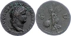 Ancient Coins Münzen Römische Kaiserzeit Nero, 54-68, As (10,06g). Av: Kopf nach rechts, darum "IMP NERO CAESAR AVG P MAX TR PPP. Rev: Nach links fliegende Victoria zwischen "S C" mit Schild, darin "S