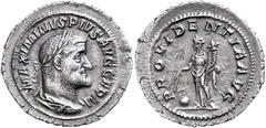 Ancient Coins Münzen Römische Kaiserzeit Maximinus Thrax, 236-238, Denar (2,37g), Rom. Av: Kopf nach rechts, darum "MAXIMINVS PIVS AVG GERM". Rev: Stehende Providentia mit Stab und Globus nach links, 