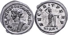 Ancient Coins Münzen Römische Kaiserzeit Probus, 276-282, Antoninian (3,75g), Ticinum. Av: Gepanzerte Büste mit Zepter nach links, darum "IMP C PROBVS AVG CONS IIII". Rev: An eine Säule angelehnte Sec