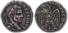 Ancient Coins Münzen der Römischen Provinzen Laodicea ad Mare, Tetradrachme (1,47g), Macrinus, 217-218. Av: Büste nach rechts, darum Umschrift. Rev: Stehender Adler von vorn nach links gewandt. 1 Prie