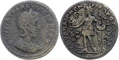 Ancient Coins Münzen der Römischen Provinzen Ionien, Smyrna, Æ (13,64g), Gordianus III., 238-244. Av: Büste der Tranquillina nach rechts, darum Umschrift. Stehende Amazone Smyrna nach links, darum Ums