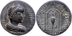 Ancient Coins Münzen der Römischen Provinzen Phrygien, Tiberiopolis, Æ (18,01g), Godianus III., 238-244. Av: Büste nach rechts, darum Umschrift. Rev: Viersäuliger Tempel, darin Kultstatue der Artemis 