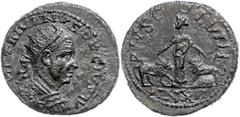 Ancient Coins Münzen der Römischen Provinzen Moesia Superior, Viminacium, Æ (4,81g), Trajanus Decius, 249-251. Av: Büste nach rechts, darum "IMP TRAJANVS DECIVS AV". Rev: Stehende Moesia zwischen Stie