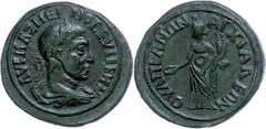 Ancient Coins Münzen der Römischen Provinzen Thrakien, Anchialos, Æ (11,74g), Maximinus Thrax, 235-238. Av: Büste nach rechts, darum Umschrift. Rev: Homonoia mit Kalathos, Phiale und Doppelfüllhorn na