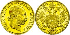Coins of Europe and Overseas Österreich 1806 - 1918 1 Dukat, Gold, 1915, Franz Joseph, Nachprägung, roter Fleck auf dem Avers, vz aus PP., Katalog: Fb. 494 Old Austria coins until 1918 1 ducat, Gold, 