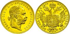 Coins of Europe and Overseas Österreich 1806 - 1918 1 Dukat, Gold, 1915, Franz Joseph, Nachprägung, vz aus PP., Katalog: Fb. 494 Old Austria coins until 1918 1 ducat, Gold, 1915, Francis Joseph, restr