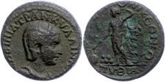 Ancient Coins Münzen der Römischen Provinzen Makedonien, Thessalonica, Æ (9,05g), Tranquillina, 241-244. Av: Büste nach rechts, darum Umschrift. Rev: Nackter Apollo vor Preiskrone nach links, darum Um