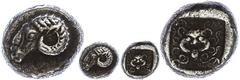 Ancient Coins Troas Kebren, Triobol (1,87g), ca. 5. Jhd. v. Chr. Av: Widderkopf nach links. Rev: Gorgoneion. SNG v. Aulock 7619, ss. ss Troas Kebren, triobol (1, 87g), approximate 5. Jhd. BC Av: ram's