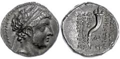 Ancient Coins Seleukidien Drachme (4,08g), 146-138 v. Chr., Demetrios II. Nikator. Av: Kopf nach rechts. Rev: Füllhorn. SC 1945, Avers ss, Revers ss-vz. Seleucid (Empire or Kingdom) Drachm (4, 08g), 1