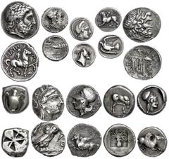 Ancient Coins Antike Münzen - Lots und Sammlungen Antikensammlung des Sammlers Dr. Ernst Fritz Schmid in altem hölzernen Münzkabinett. Gesammelt wurden u.a. neben griechischen Münzen aller Art, auch R