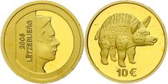 Coins of Europe and Overseas Luxemburg 10 Euro, Gold, 2006, Luxemburgische Kulturgeschichte-2. Ausgabe-Wildschwein als Bronzefigur aus der keltischen Siedlung auf dem Titelberg, 999er Gold, 3,11 g, Fb