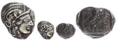 Ancient Coins Attika Athen, Tetradrachme (17,22g), ca. 403-365 v. Chr., Av: Athenekopf mit attischem Helm nach rechts, Rev: Eule nach rechts, dahinter Ölzweig und Mondsichel, davor "AOE". Svoronos Pl.