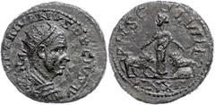Ancient Coins Münzen der Römischen Provinzen Moesia Superior, Viminacium, Æ (4,81g), Trajanus Decius, 249-251. Av: Büste nach rechts, darum "IMP TRAJANVS DECIVS AV". Rev: Stehende Moesia zwischen Stie