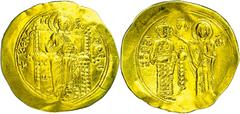 Ancient Coins Münzen Byzanz Johannes II. Comnenus, Hyperpyron (4,40g), 1118-1143, Konstantinopel. Av: Thronender Christus von vorn. Rev: Stehende Maria und Kaiser mit Patriarchenkreuz von vorn. Sear 1