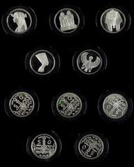 Coins of Europe and Overseas Ägypten Set zu 5 x 50 Pounds, Silber, 1999, "THE GREAT TREASURES OF ANCIENT EGYPT", mit Zertifikaten in Schatulle der Franklin Mint, PP. PP Egypt Set to 5 x 50 Pounds, sil