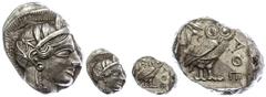 Ancient Coins Attika Athen, Tetradrachme (17,23g), ca. 421-415 v. Chr., Av: Athenekopf mit attischem Helm nach rechts, Rev: Eule nach rechts, dahinter ÷lzweig und Mondsichel, davor "AOE". Svoronos Pl.