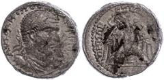 Ancient Coins M¸nzen der Rˆmischen Provinzen Byblus, Tetradrachme (16,65g), Macrinus, 217-218, Av: B¸ste nach rechts, darum Umschrift, Rev: Adler nach links blickend, darum Umschrift, Prieur 1325, etw