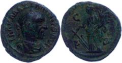 Ancient Coins Münzen der Römischen Provinzen Thrakien, Deultum, Æ-Semis (3,61g), 235-238, Maximinus I. Thrax. Av: Büste nach rechts, darum Umschrift. Rev: Stehende Tyche von vorn mit Steuerruder und F