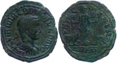 Ancient Coins Münzen der Römischen Provinzen Moesien, Viminacium, Sesterz (9,78g), 251-253, Trebonianus Gallus. Av: Büste nach rechts, darum Umschrift. Rev: Stehende Moesia mit zwei Standarten zwische