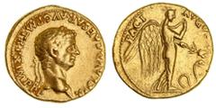 Ancient Gold Coins - Roman Claudius, (A.D. 41-54), gold aureus, (7.52 g), issued A.D. 50-1., Rome Mint, obv. TI CLAVD CAESAR AVG P M TR P X IMP PP, laureate head to right, rev. PACI AVGVSTAE, winged P