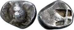 Greek Silver & Bronze Coins Attica, Islands of Aegina, (480-456 B.C.), silver obol, (1.03 g), obv. smoothed shell sea turtle with row of dots down dorsal spine, rev. incuse square, of skew design with