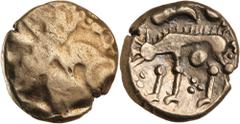 Great Britain Gold Coins Celtic Britain, uninscribed base gold stater (5.52g), Norfolk wolf type (c65-45BC), obv. abstracted head of Apollo right, rev. crude wolf to left (S.31, Van A. 610-3; ABC 1396