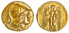 Ancient Gold Coins - Greek Macedon, Kingdom of, Philip III, (323-316 B.C.), gold stater, (8.56 g), Sidon Mint, issued c.323-317 B.C., obv. head of Athena to right, in crested Corinthian helmet, rev. N
