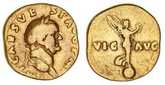 Ancient Gold Coins - Roman Vespasian, (69-79 A.D.), gold aureus, 18.5mm, (7.01 g), Rome Mint, struck July-December 71 A.D., obv. IMP CAES VE SP AVG P M, obv. laureate head right, rev. VIC AVG across f