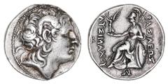 Greek Silver & Bronze Coins Thrace, Kingdom of, Lysimachos, (323-281 B.C.), silver tetradrachm, (17.14 g), Pella mint, issued 286-281 B.C., obv. head of deified Alexander to right, with diadem and hor