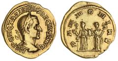 Ancient Gold Coins - Roman Trajan Decius, (A.D. 249-251), gold aureus, issued 249-251, Rome Mint, (4.08 g), obv. laureate and cuirassed bust to right of Trajan Decius, around IMP C M Q TRAIANVS DECIVS