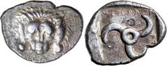 Greek Silver & Bronze Coins Lycia, Dynasts of Lycia, Mithrapata, (c.390-370 B.C.), silver stater (9.82 g), uncertain mint, obv. lion scalp facing, rev. triskeles within incuse square, Mithrapata in Ly